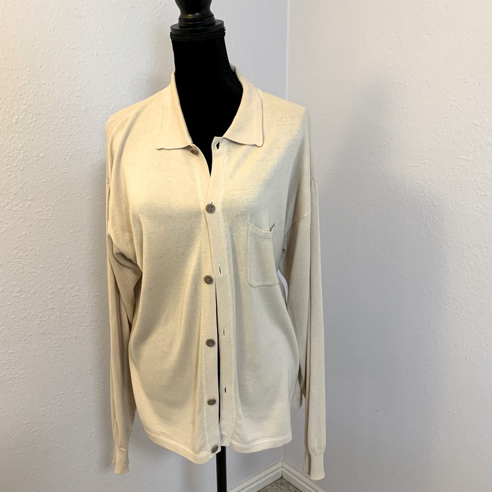 Vintage GAP Cotton/Rayon Cream Button Down Sweater, Size M